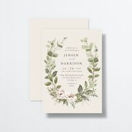 Greenery Laurel Wedding Invitations Champagne Signature No