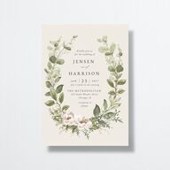 Greenery Laurel Wedding Invitations Champagne Signature No