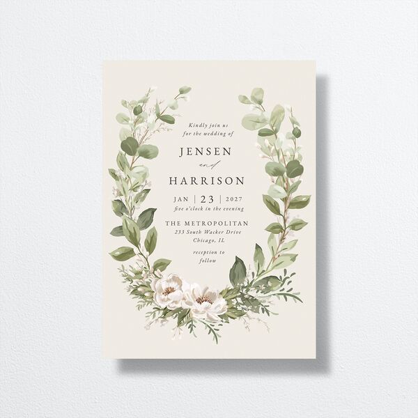Greenery Laurel Wedding Invitations Champagne Signature No