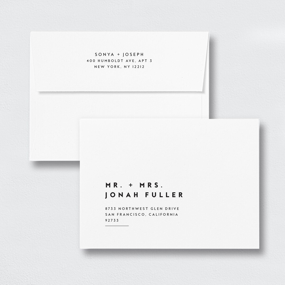 Simply Modern Wedding Invitation Envelopes White Standard Pure White Both Recipient and Return Addresses Signature