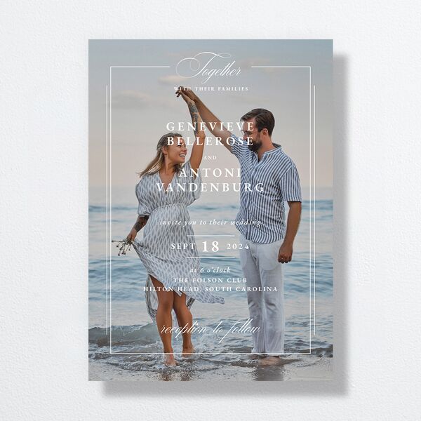 Elegant Photograph Wedding Invitations Dusty Blue Signature No Standard