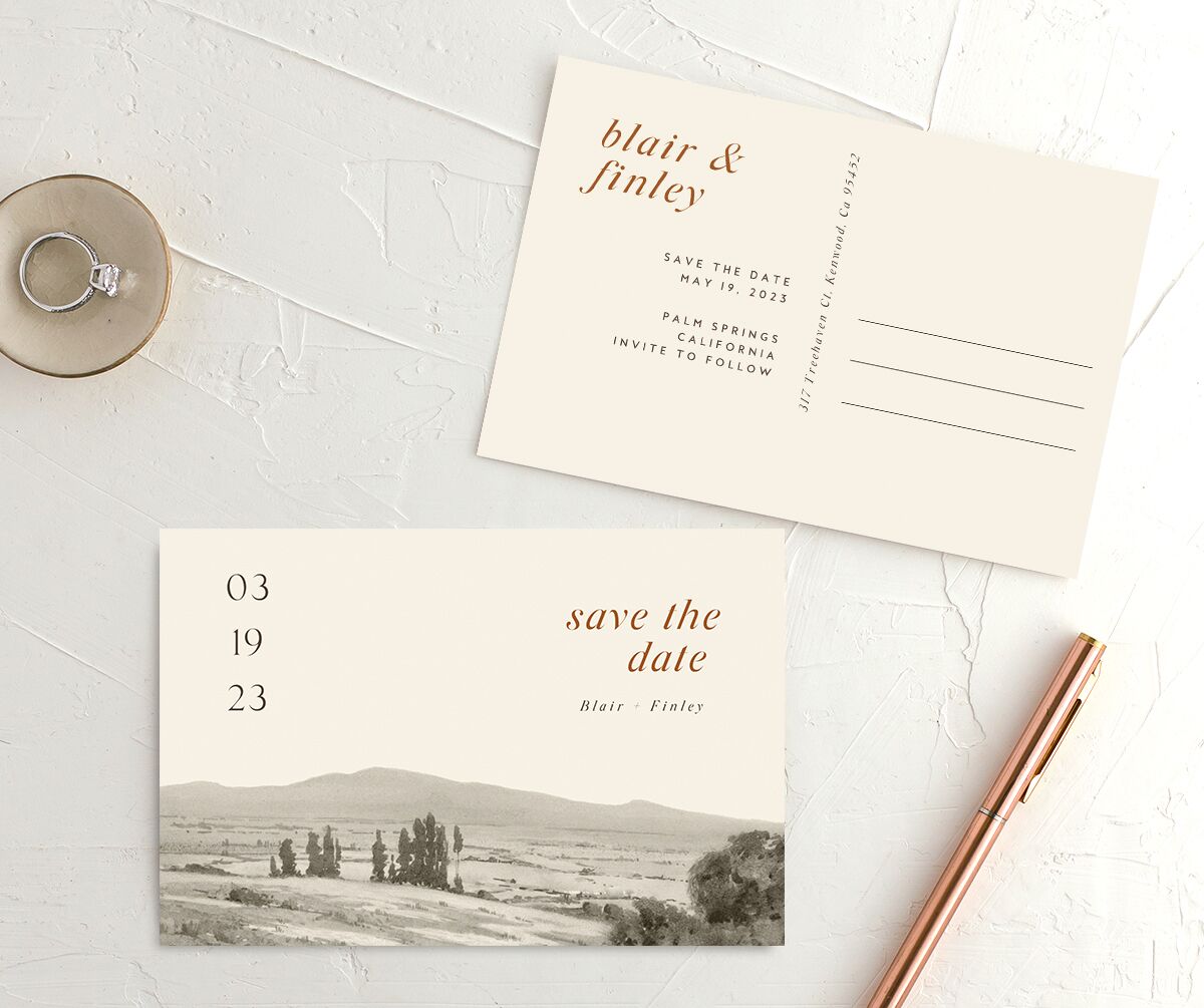 Modern Meadow Save The Date Postcards Linen