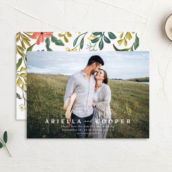 Vintage Garden Save The Date Cards Rose Gold Signature smooth No