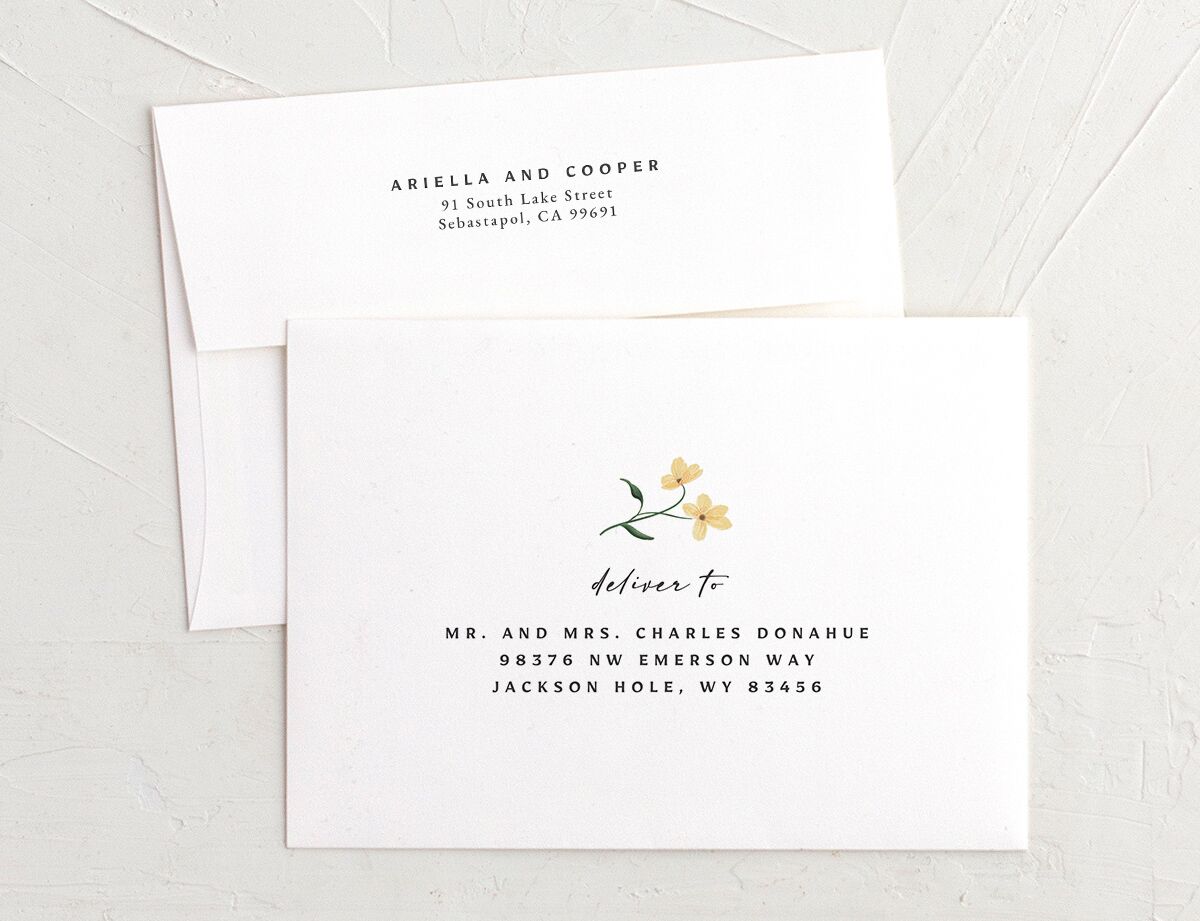 Vintage Garden Thank You Card Envelopes White Standard Rose Gold Both Recipient and Return Addresses Signature