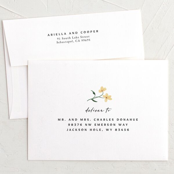 Vintage Garden Thank You Card Envelopes White Standard Rose Gold Both Recipient and Return Addresses Signature