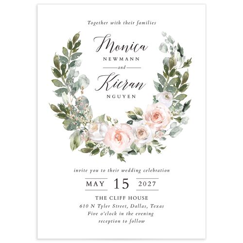 Romantic Laurel Wedding Invitations Shell Pink Signature No