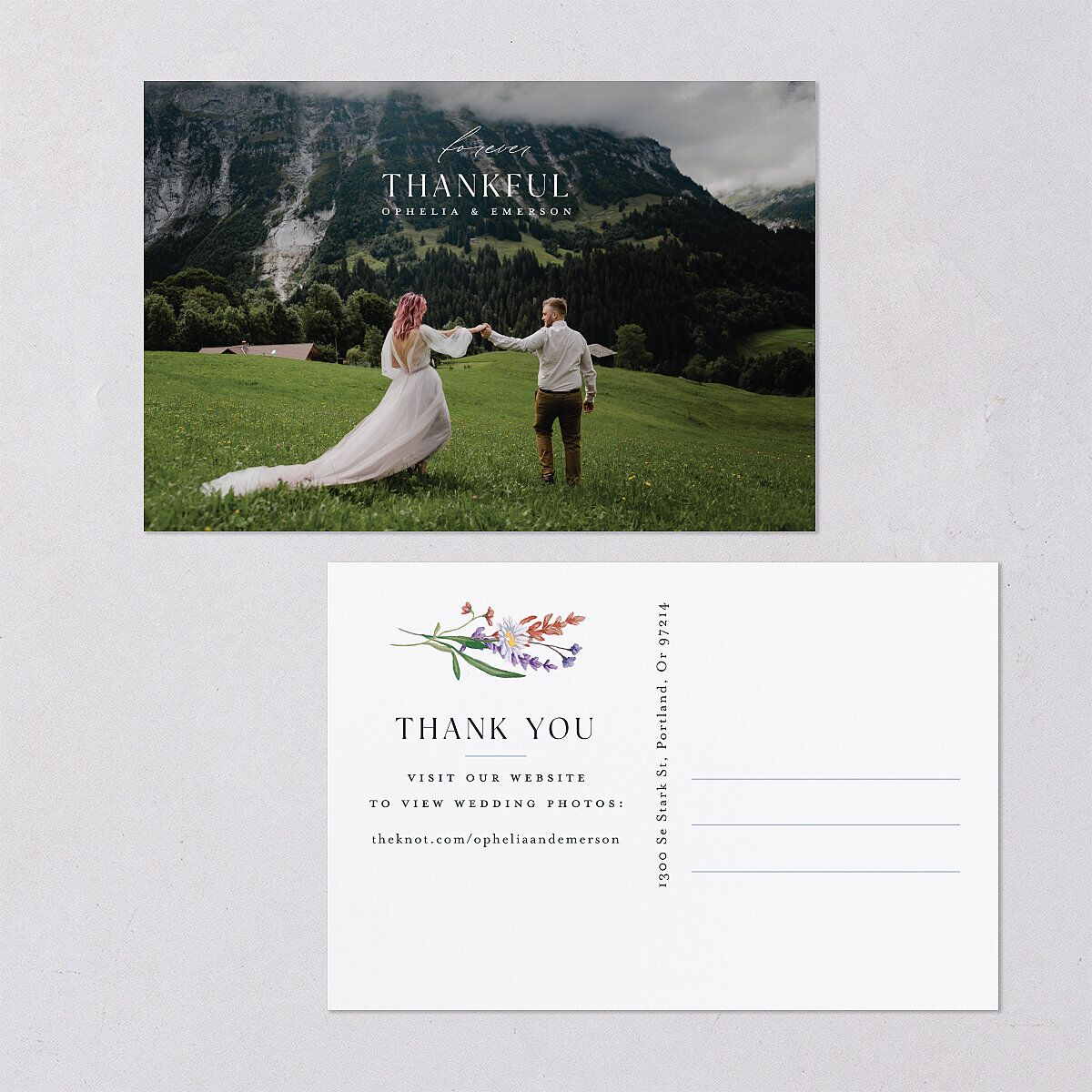 Mountain Wildflowers Thank You Postcards — view 1