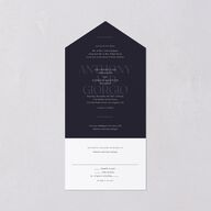 Gilded Bold All-in-One Wedding Invitations Navy Signature Light Both Recipient and Return Addresses No