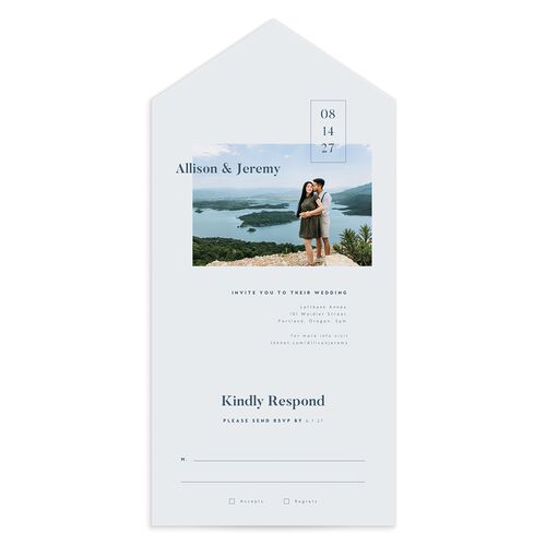 Minimal Photograph All-in-One Wedding Invitations Ocean Signature Light Both Recipient and Return Addresses No
