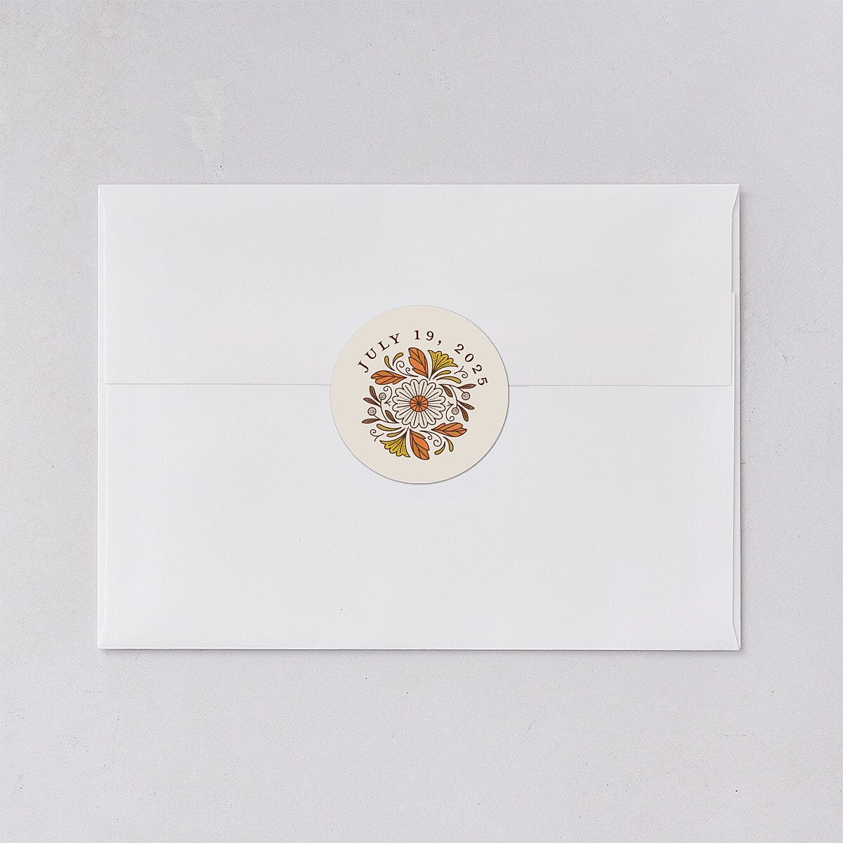 Intricate Vintage Wedding Stickers Tan Circle