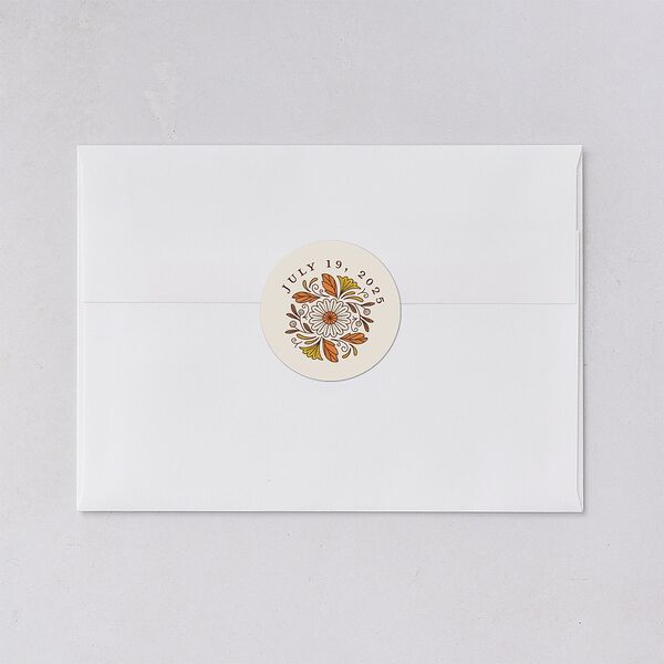 Intricate Vintage Wedding Stickers Tan Circle
