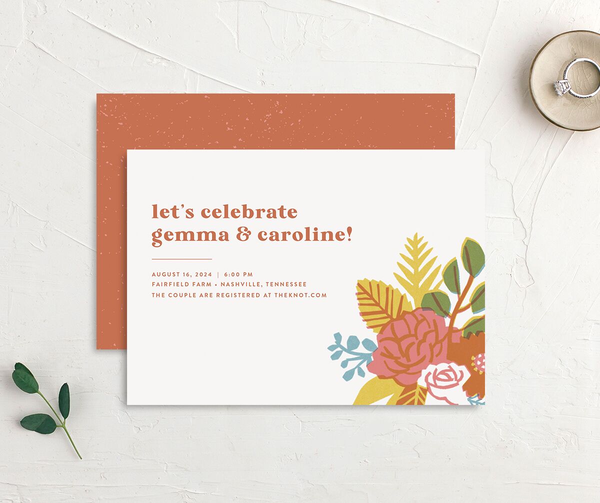 Retro Floral Bridal Shower Invitations Camel Signature