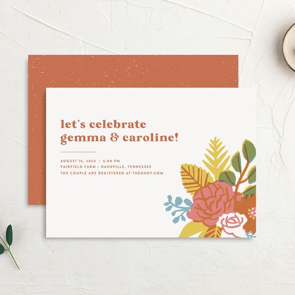 Retro Floral Bridal Shower Invitations Camel Signature