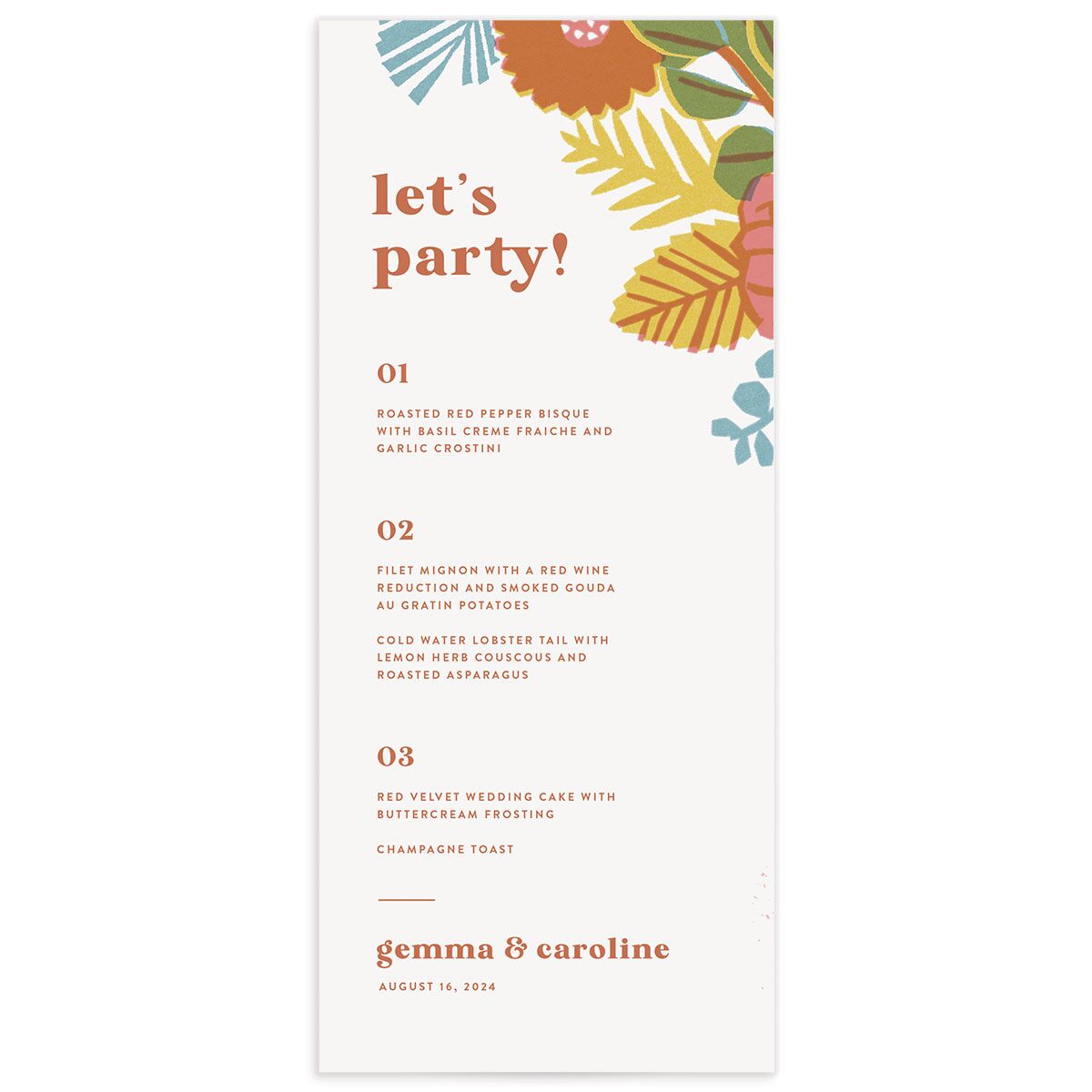 Retro Floral Menus