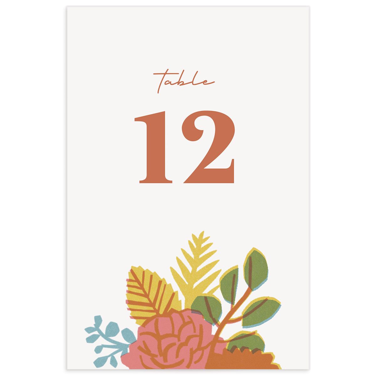Retro Floral Table Numbers Camel Signature