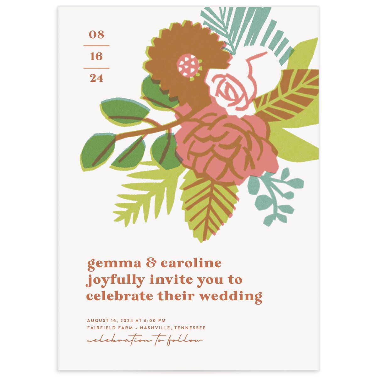 Retro Floral Wedding Invitations