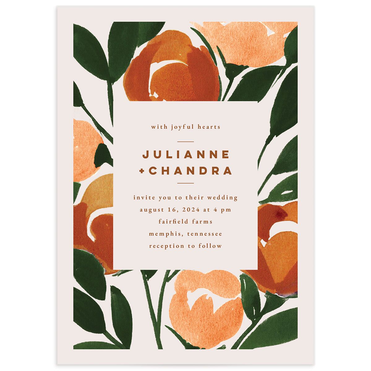 Modern Floral Wedding Invitations