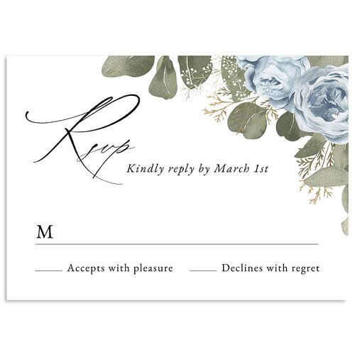 Romantic Roses Wedding Response Cards Pastel Blue Signature Standard