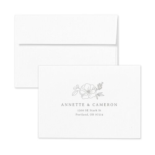 Floral Border Wedding Response Card Standard Envelopes White Standard Shadow Gray Return Address Signature