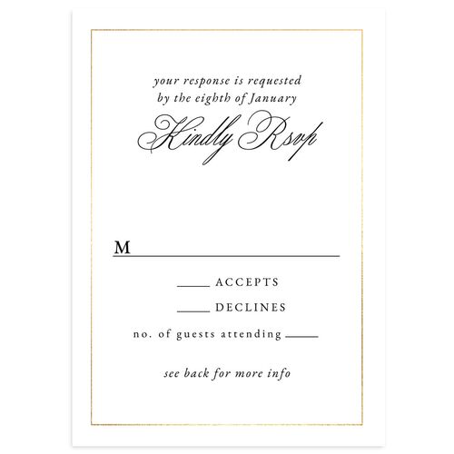 Romantic Ampersand Foil Wedding Response Cards Midnight Gold Signature Standard
