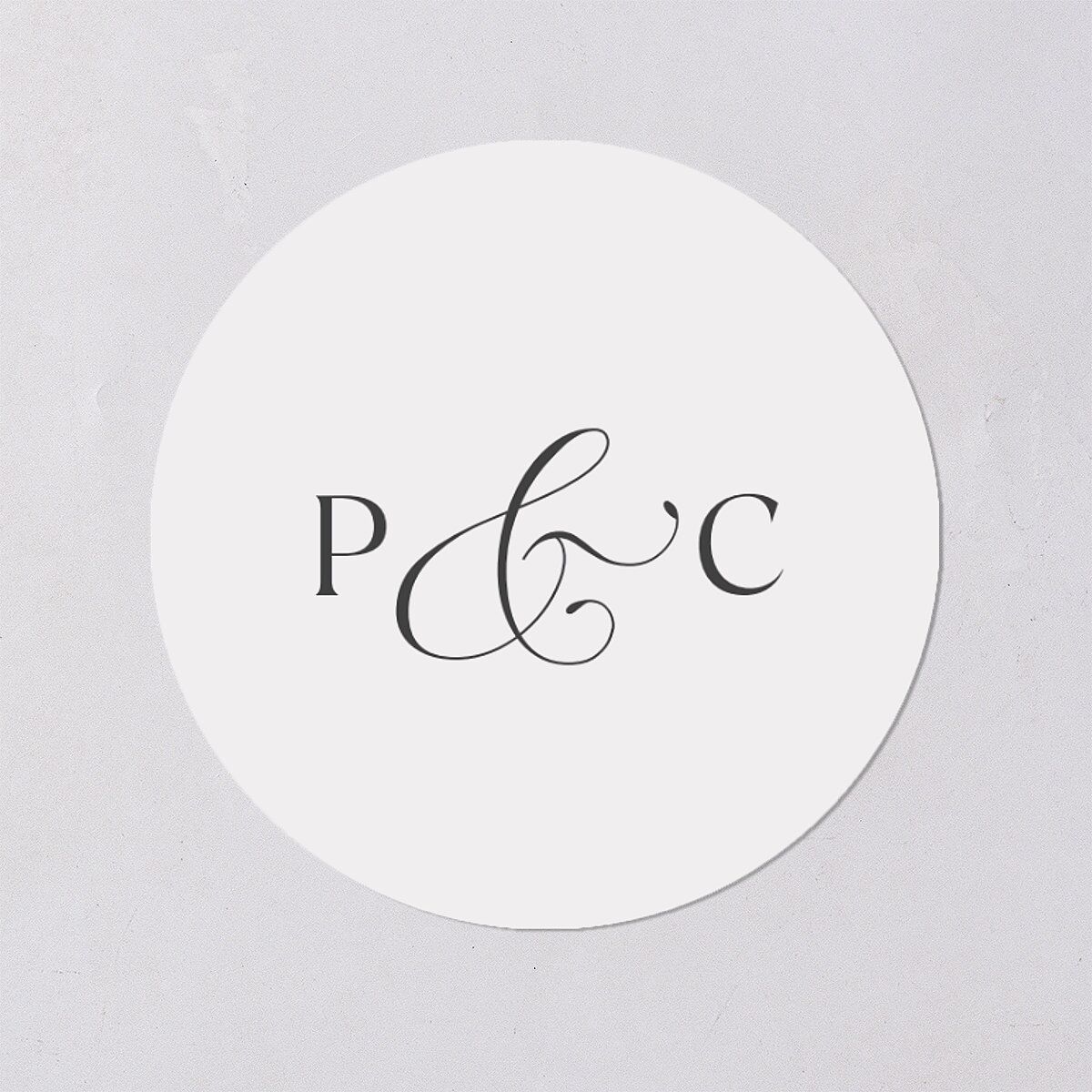 Glamorous Crown Monogram Crest Wedding Stickers by Bridgerton Pure White Circle