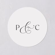 Glamorous Crown Monogram Crest Wedding Stickers by Bridgerton Pure White Circle