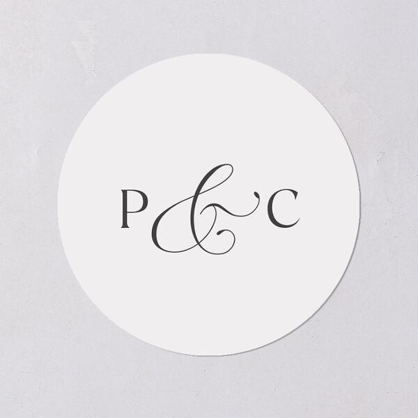 Glamorous Crown Monogram Crest Wedding Stickers by Bridgerton Pure White Circle