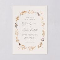 Leafy Garland Foil Wedding Invitations Gold Champagne Signature Blank No Standard