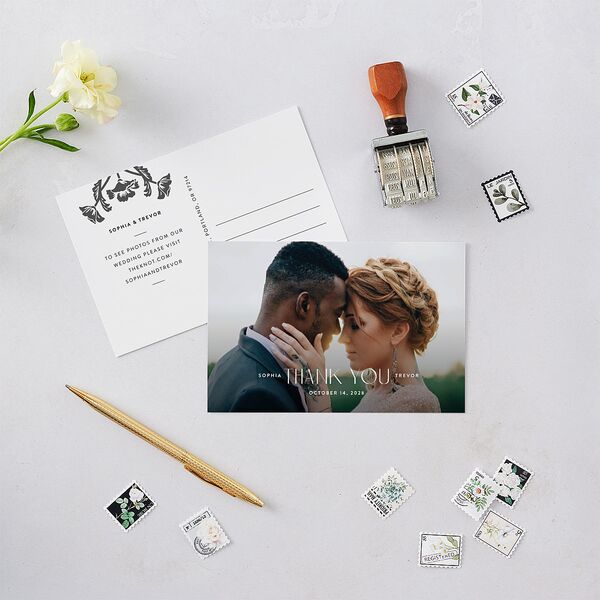 Gilded Nouveau Thank You Postcards Licorice