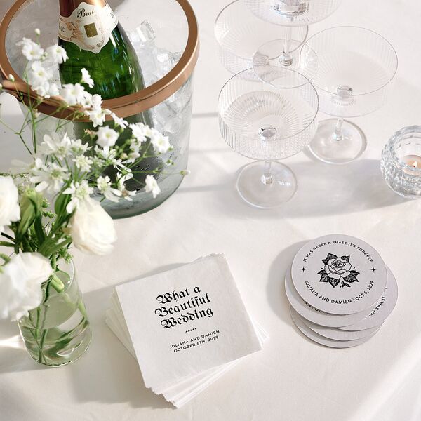 Moody Gothic Rose Wedding Day Coasters Midnight Cardboard Circle