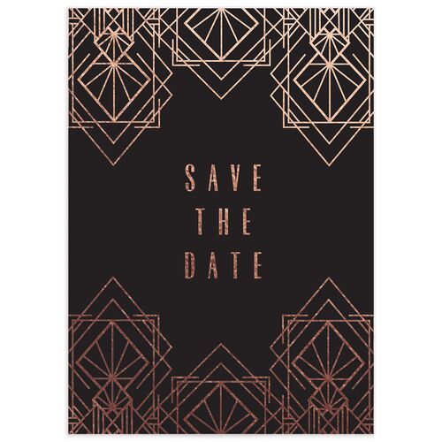 Diamond Deco Save The Date Cards Rose Gold Licorice Signature smooth No