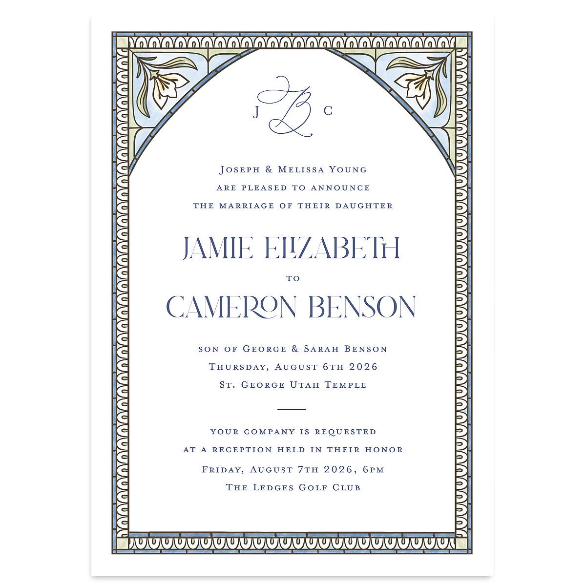 Church Stained Glass Wedding Invitations
