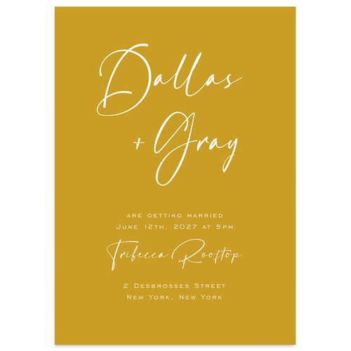 Simply Striking Wedding Invitations Marigold Signature Blank No Standard