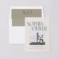 Editorial Names Save the Date Cards Champagne Signature smooth Blank No Standard