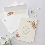Soft Pampas Botanical Wedding Invitations Sepia Signature Blank No Standard