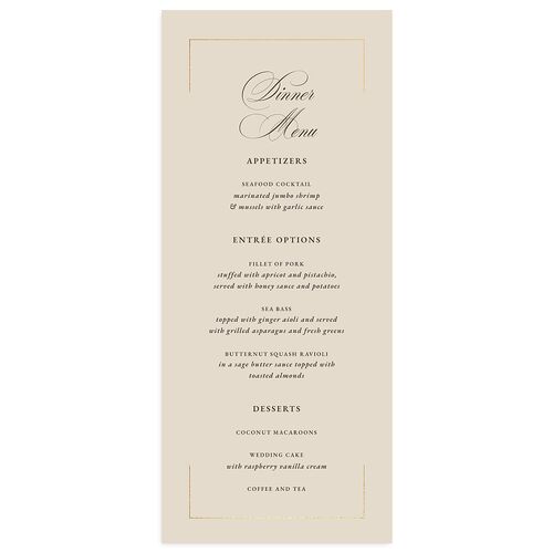 Gilded Wreath Menus Gold Champagne Signature