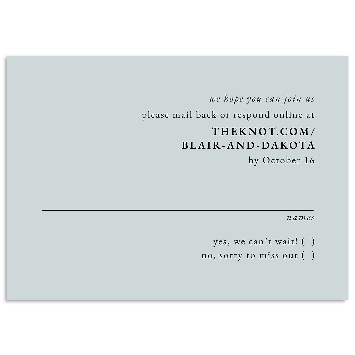 Vertical Names Wedding Response Cards