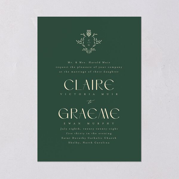 Tartan Crest Wedding Invitations Moody Blue Signature Blank No Standard