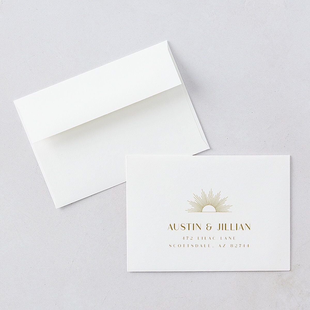 Modern Romantic Wedding Response Card Standard Envelopes White Standard Chestnut Return Address Signature