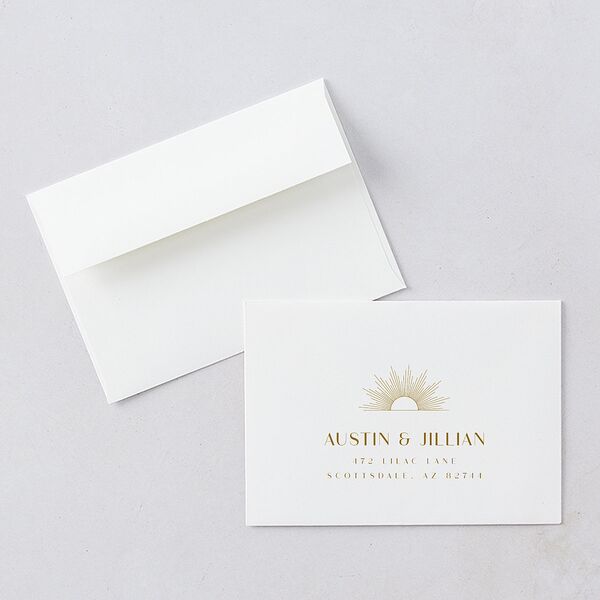 Modern Romantic Wedding Response Card Standard Envelopes White Standard Chestnut Return Address Signature