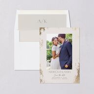 Metallic Edge Save the Date Cards Gold Champagne Signature smooth Blank No