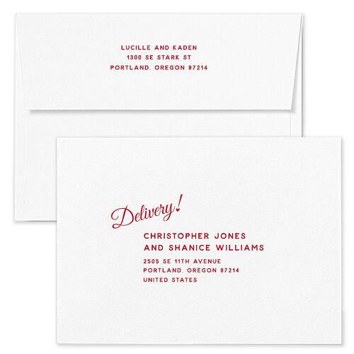 Vintage Heart Locket Wedding Invitation Envelopes Crimson Kraft Return Address Standard Signature