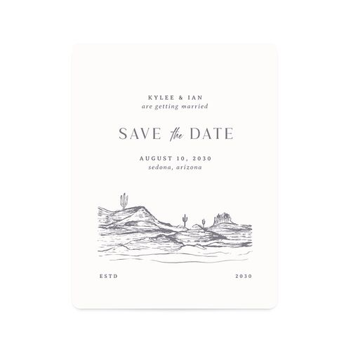 Western Desert Cactus Save The Date Magnets Dusty Blue Magnet Paper