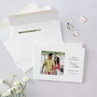 Simple Square Save the Date Cards Pure White Signature smooth Blank No Standard