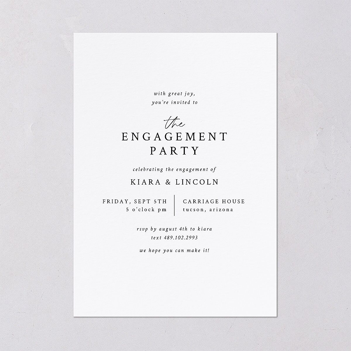 Captured Love Engagement Party Wedding Invitations Pure White Signature Blank No Standard