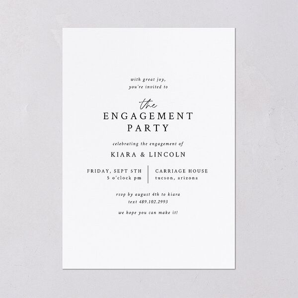 Captured Love Engagement Party Wedding Invitations Pure White Signature Blank No Standard