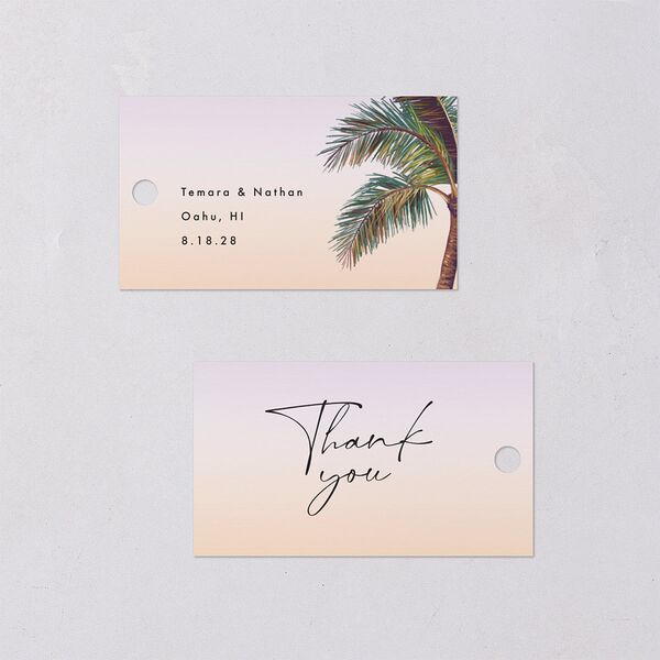 Breezy Palm Trees Favor Gift Tags Sheer Lilac Signature