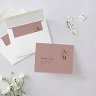 Rustic Monogram Thank You Cards Dusty Rose