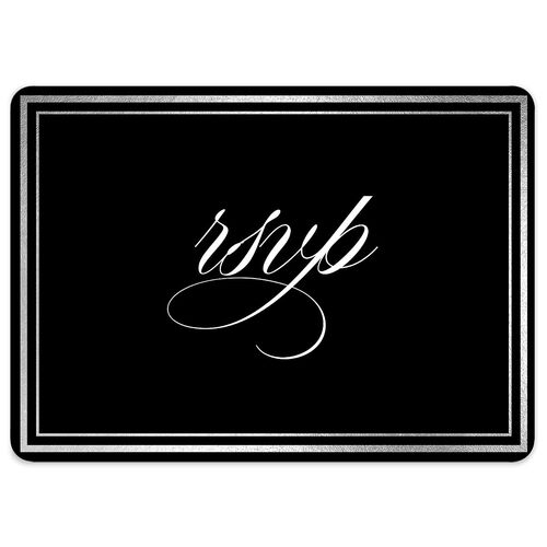 Polished Frame Wedding Response Cards Silver Licorice Signature Rounded