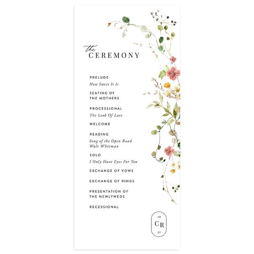 Delicate Wildflower Wedding Programs Peach Pink Signature